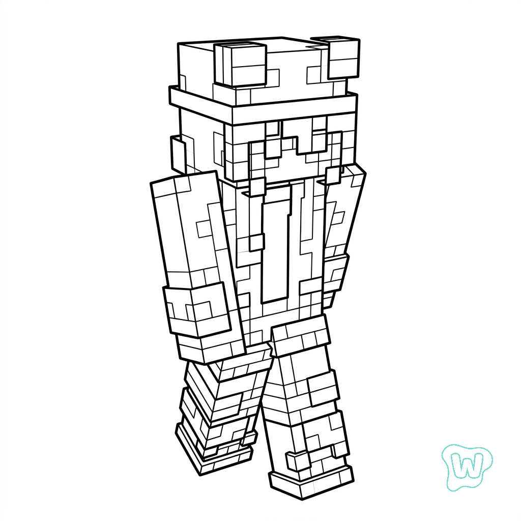 páginas para colorear de árboles Rana Minecraft gratis
