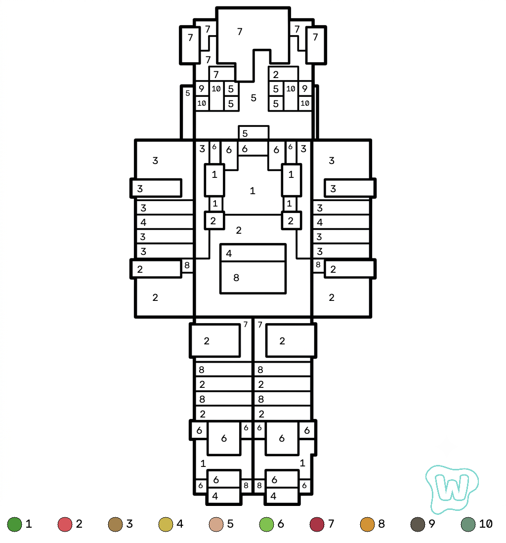 colorear páginas de Rana Minecraft coloring by numbers