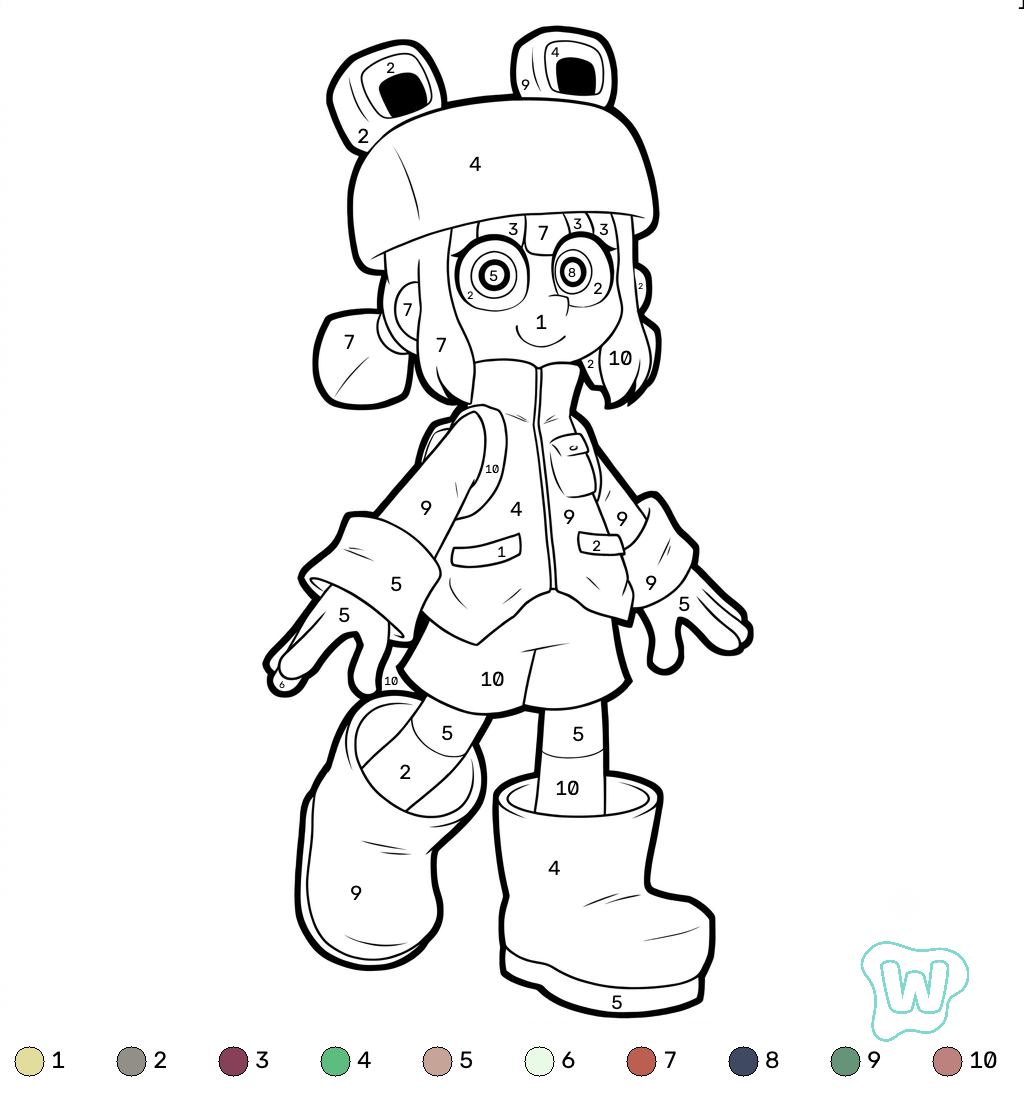 Rana Minecraft coloring by numbers colorear y Imprimir PDF gratis