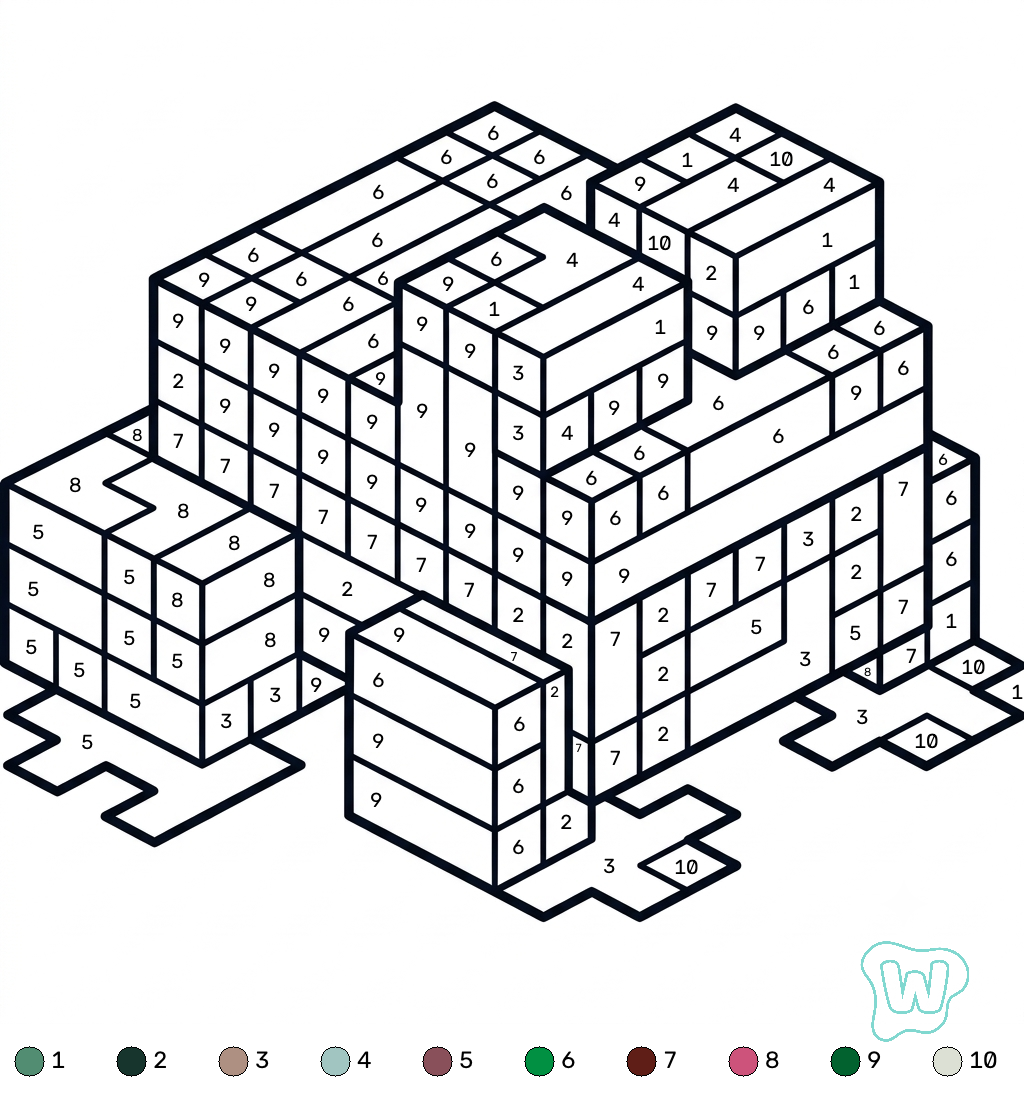 páginas para colorear para imprimir gratis Rana Minecraft coloring by numbers
