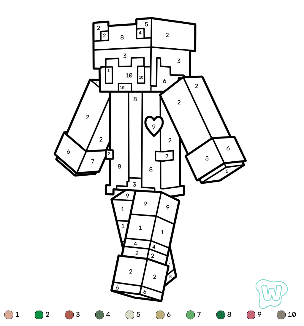 descargar PDF gratis Rana Minecraft coloring by numbers