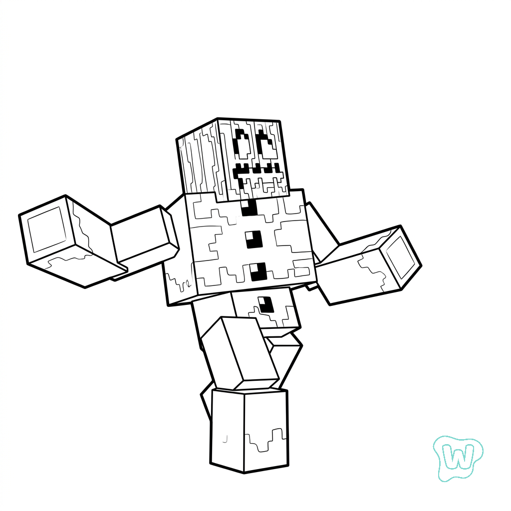 Snow Golem Minecraft páginas para colorear para adultos