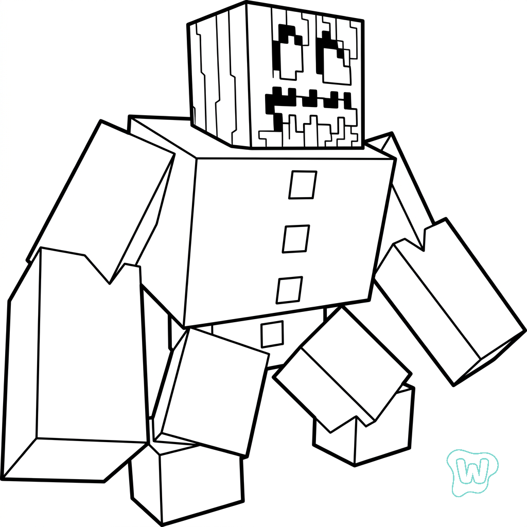 Snow Golem Minecraft páginas para colorear gratis 2
