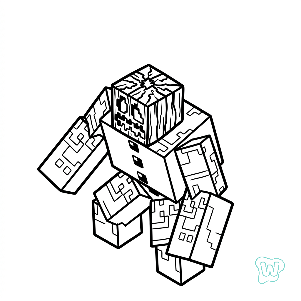Snow Golem Minecraft páginas para colorear gratis 1