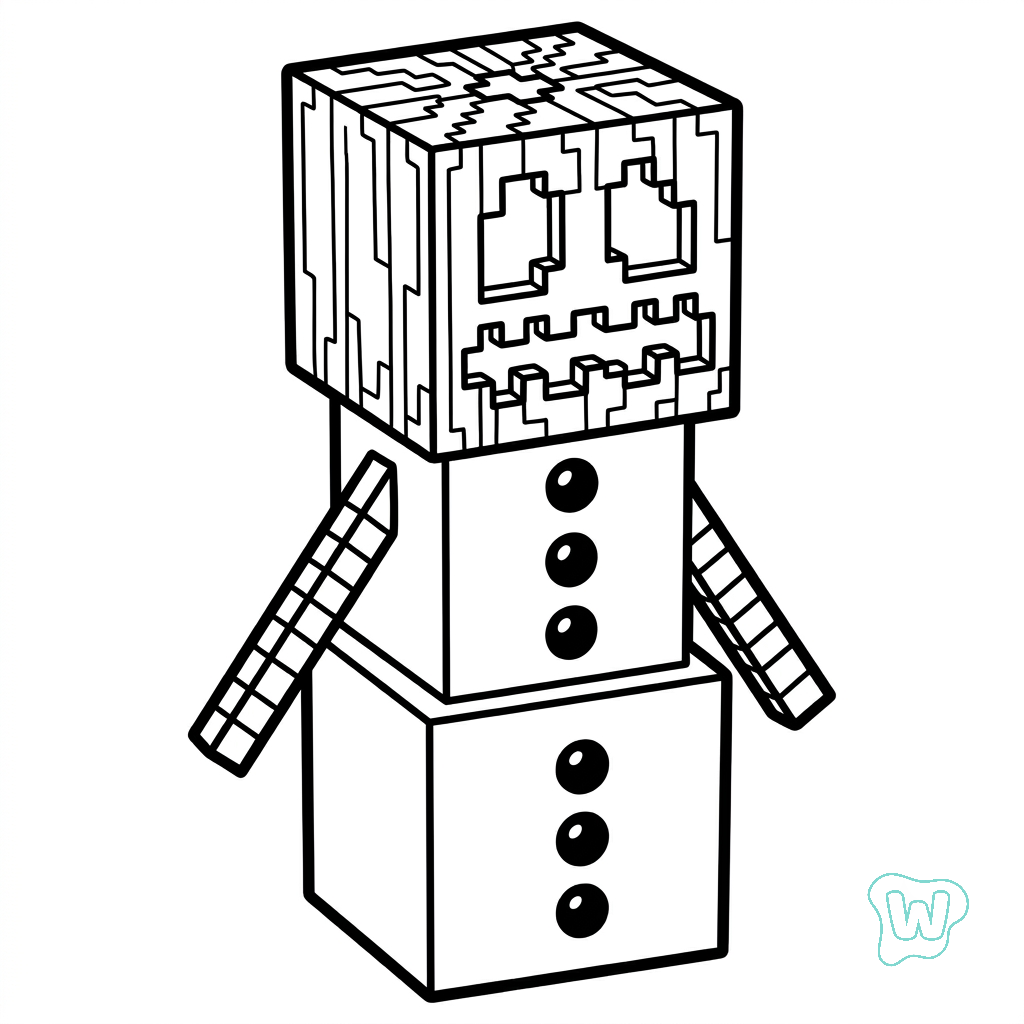 Snow Golem Minecraft páginas para colorear imprimibles