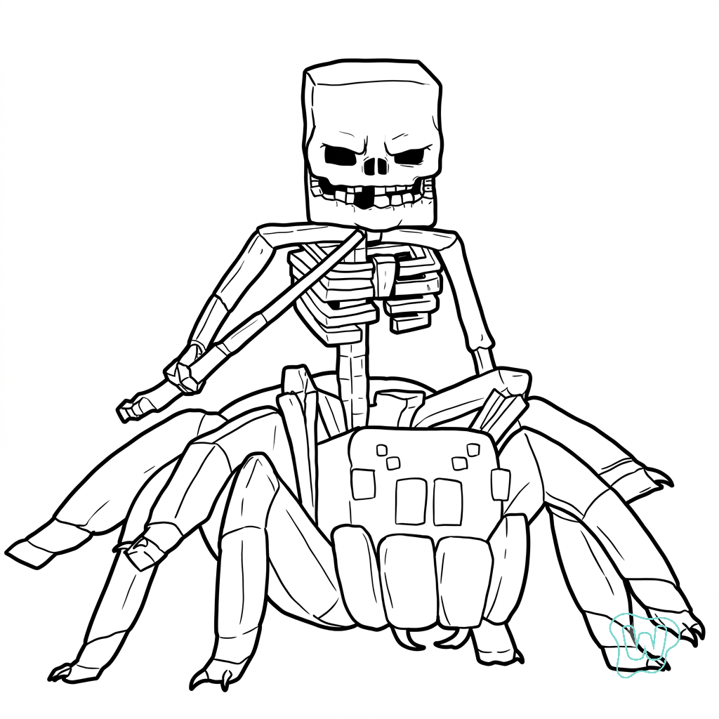 Spider Jockey Minecraft dibujos para colorear y Imprimir PDF gratis