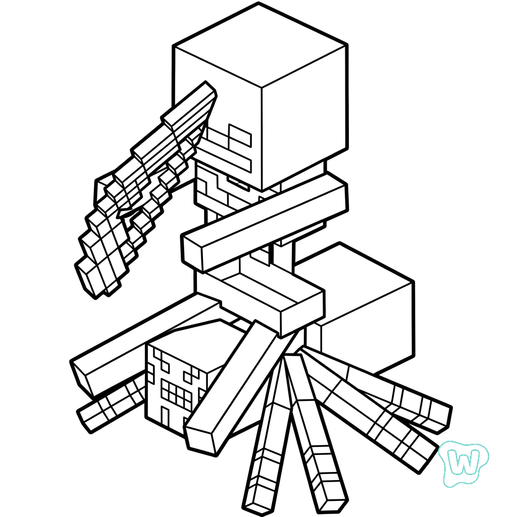 para colorear Spider Jockey Minecraft 1