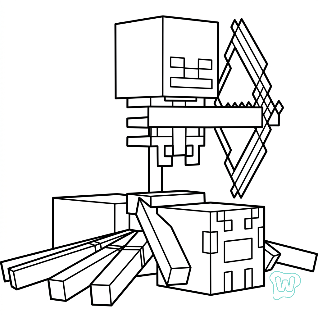 Spider Jockey Minecraft para colorear gratis