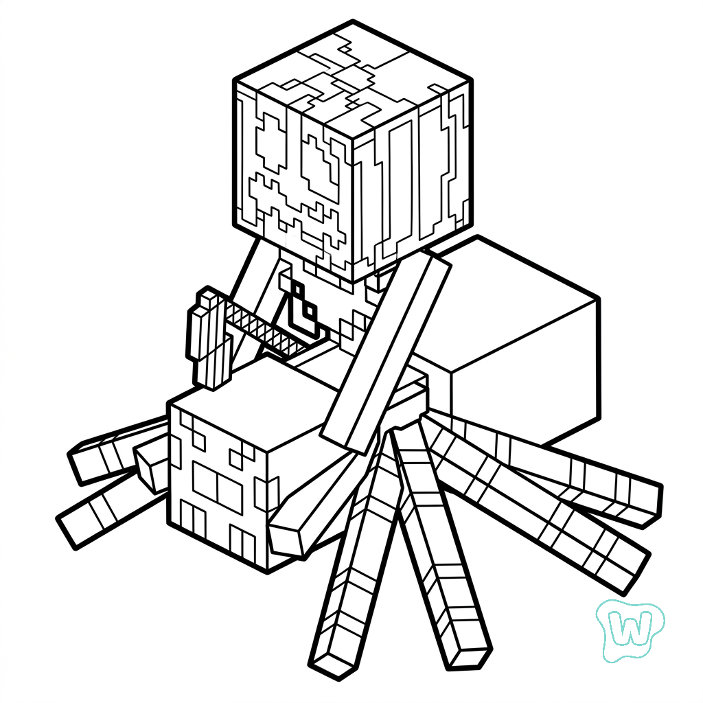 Spider Jockey Minecraft páginas para colorear para adultos pdf
