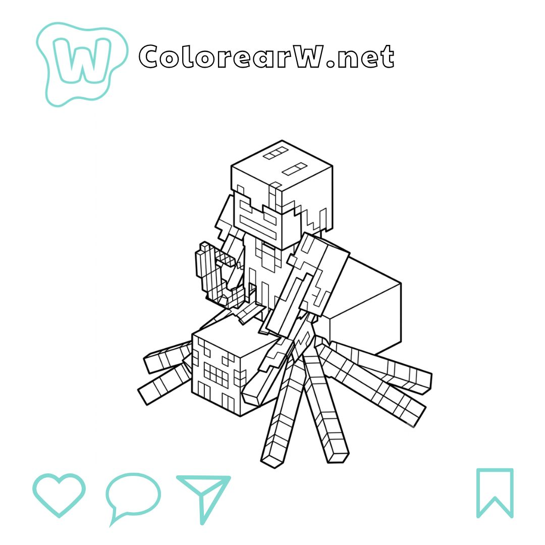 Spider Jockey Minecraft para colorear (PDF para imprimir gratis) thumbnail