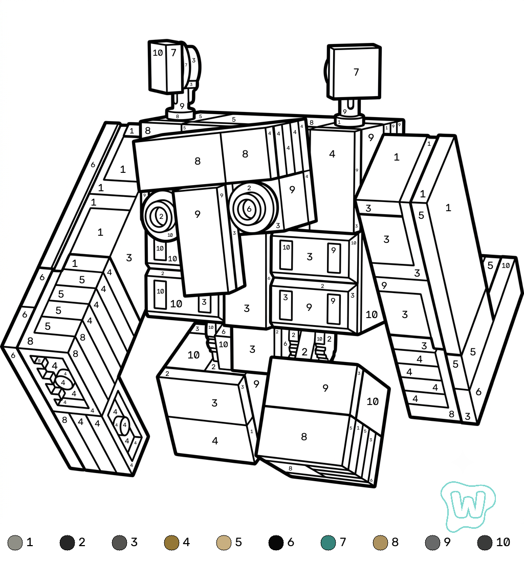 Squall Golem Minecraft coloring by numbers páginas para colorear de adornos