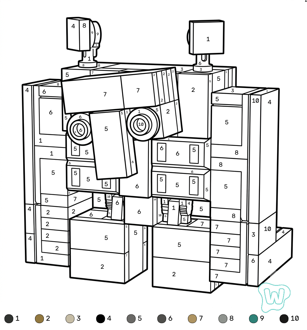 páginas para colorear gratis Squall Golem Minecraft coloring by numbers