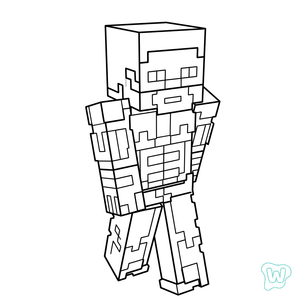 páginas para colorear gratis Strong Man Minecraft
