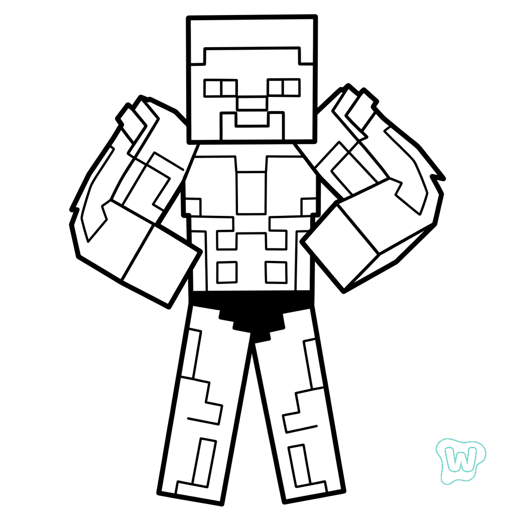 lindas páginas para colorear Strong Man Minecraft 1