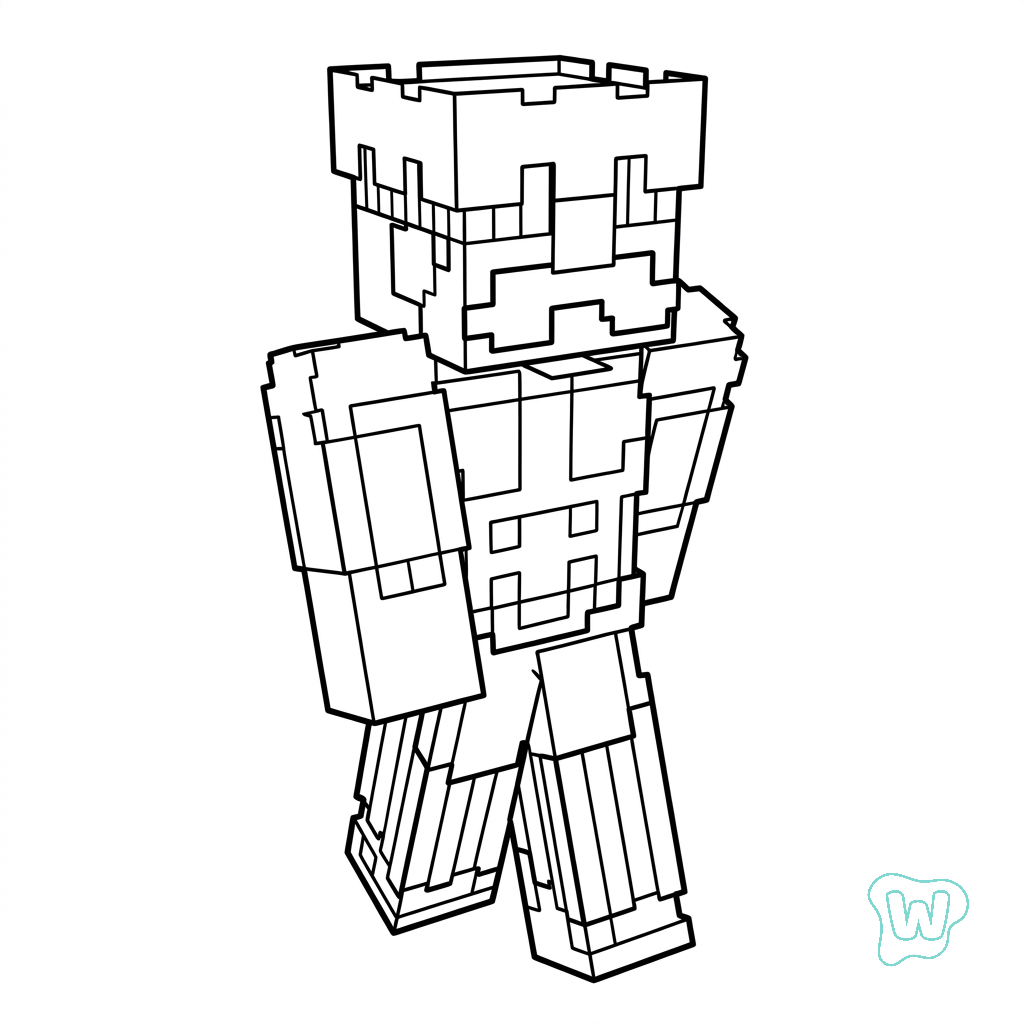 páginas para colorear Strong Man Minecraft
