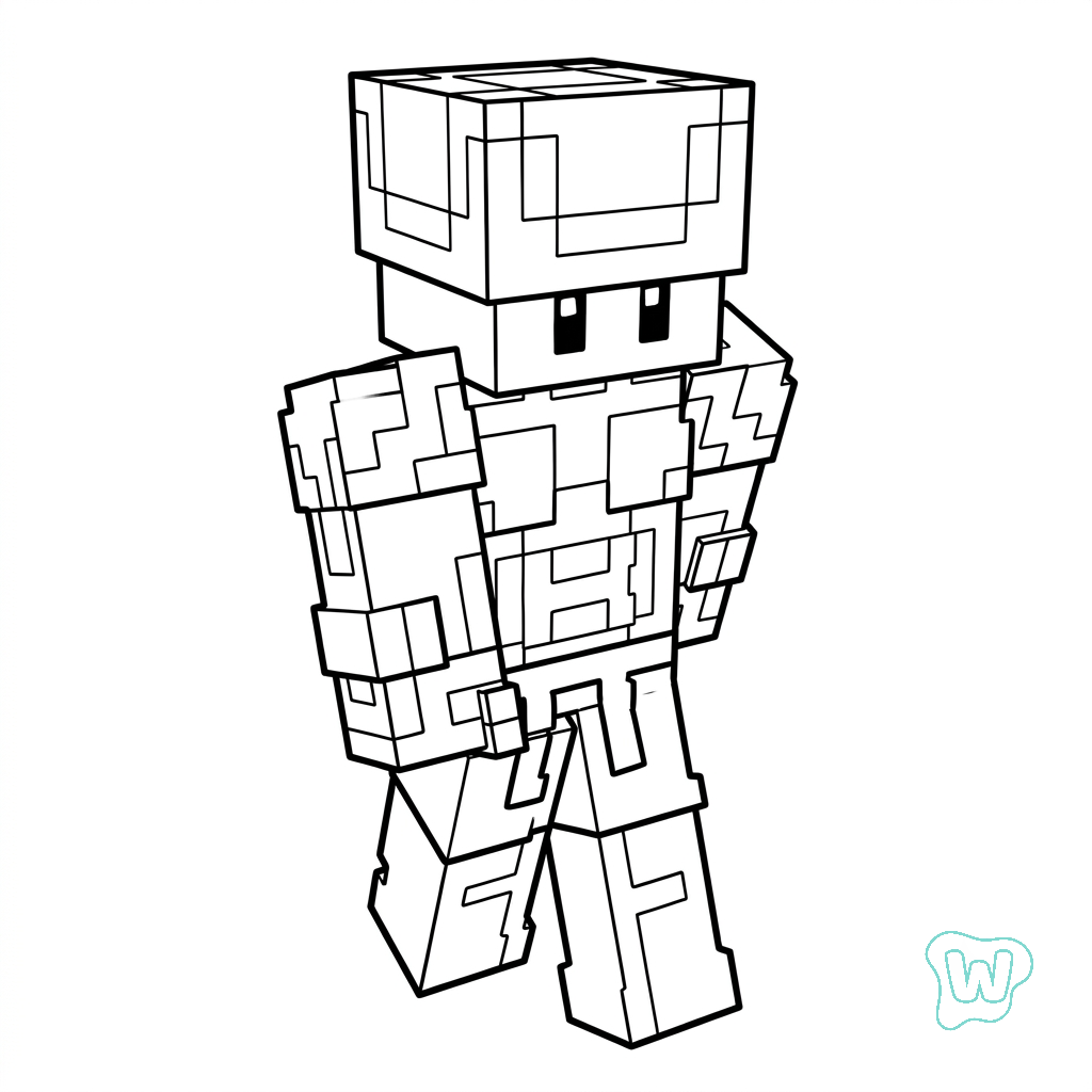 lindas páginas para colorear Strong Man Minecraft