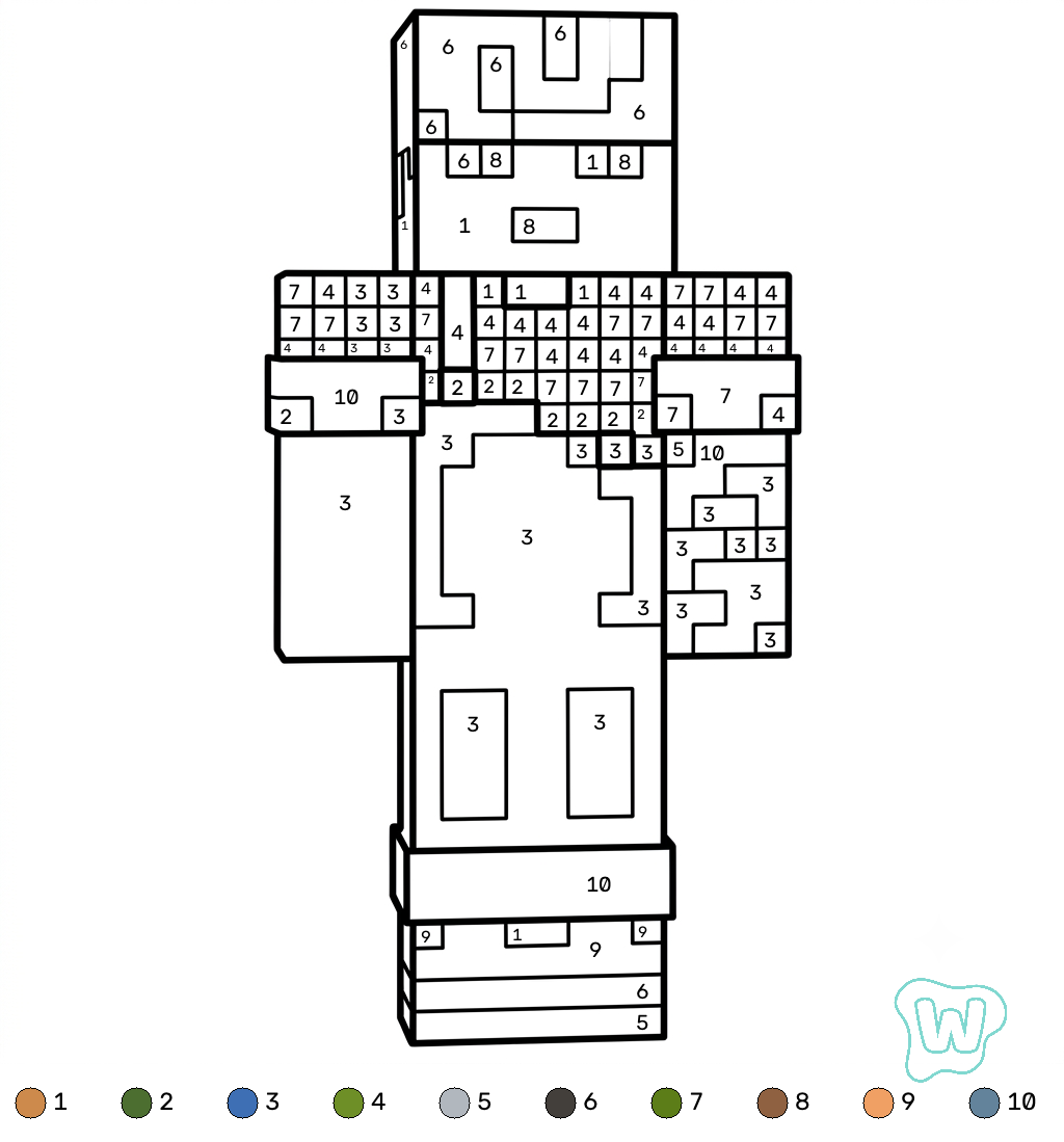Sunny Minecraft coloring by numbers colorear y Imprimir PDF gratis
