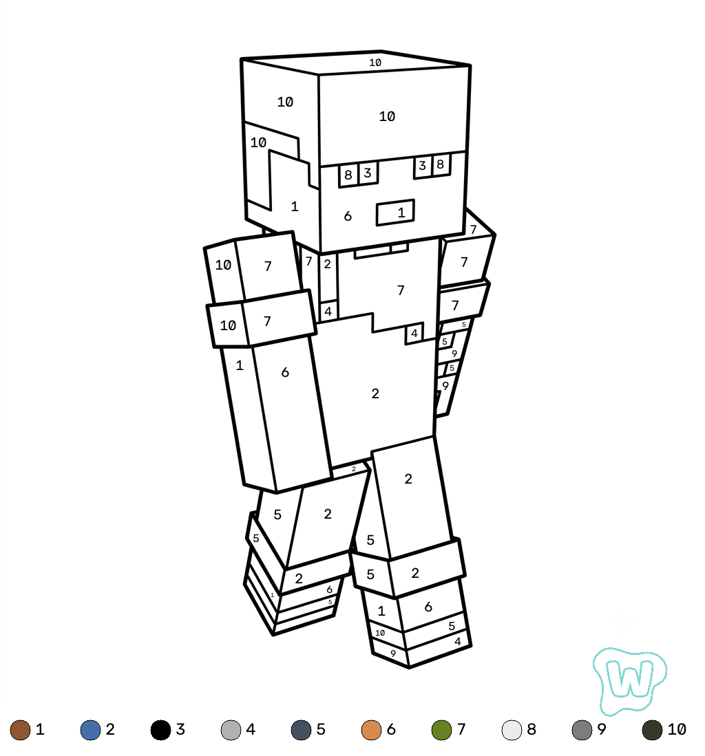 felices páginas para colorear Sunny Minecraft coloring by numbers