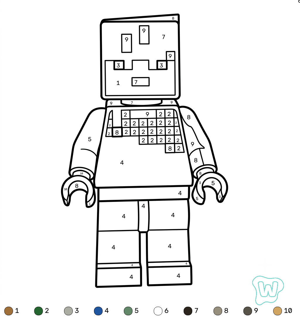 para colorear Sunny Minecraft coloring by numbers
