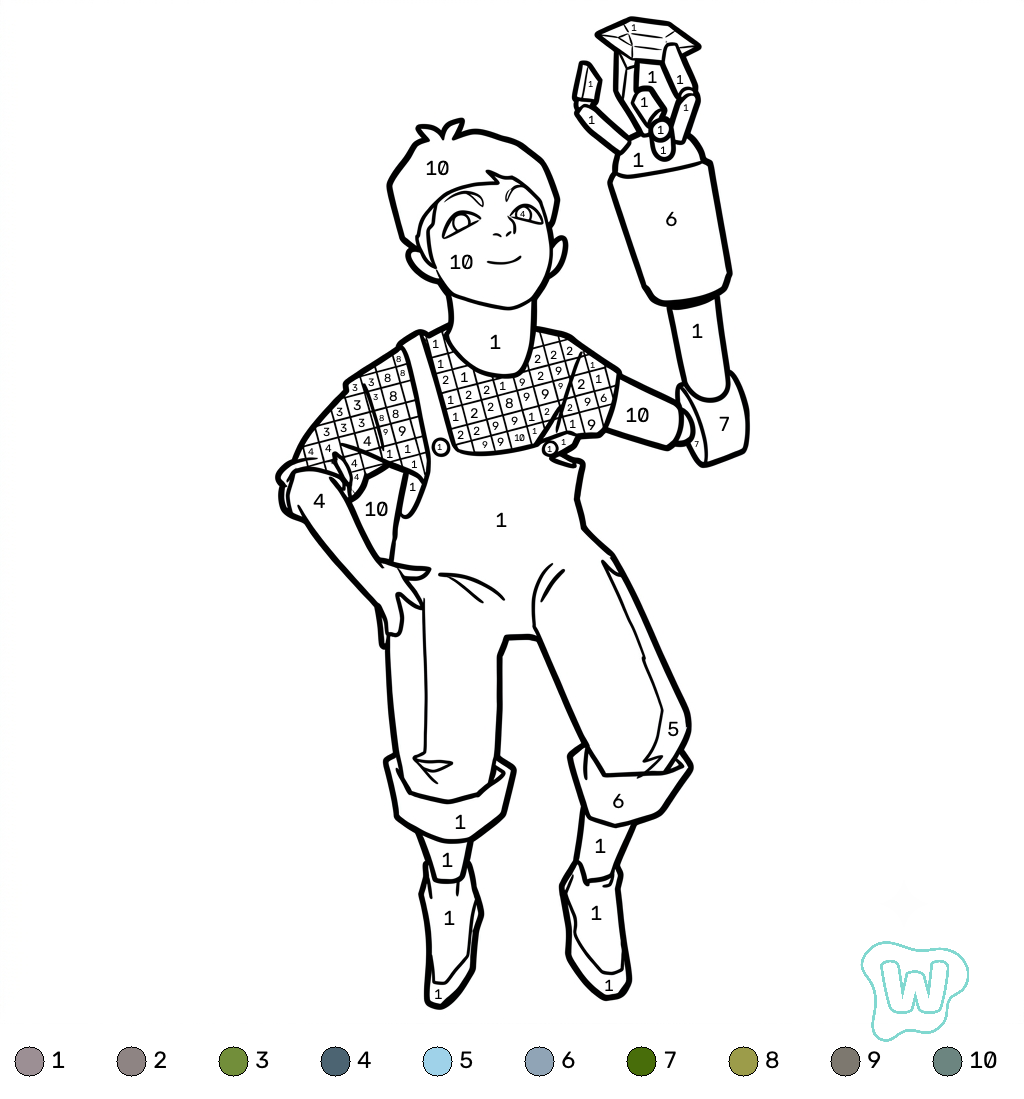 Sunny Minecraft coloring by numbers páginas para colorear para imprimir