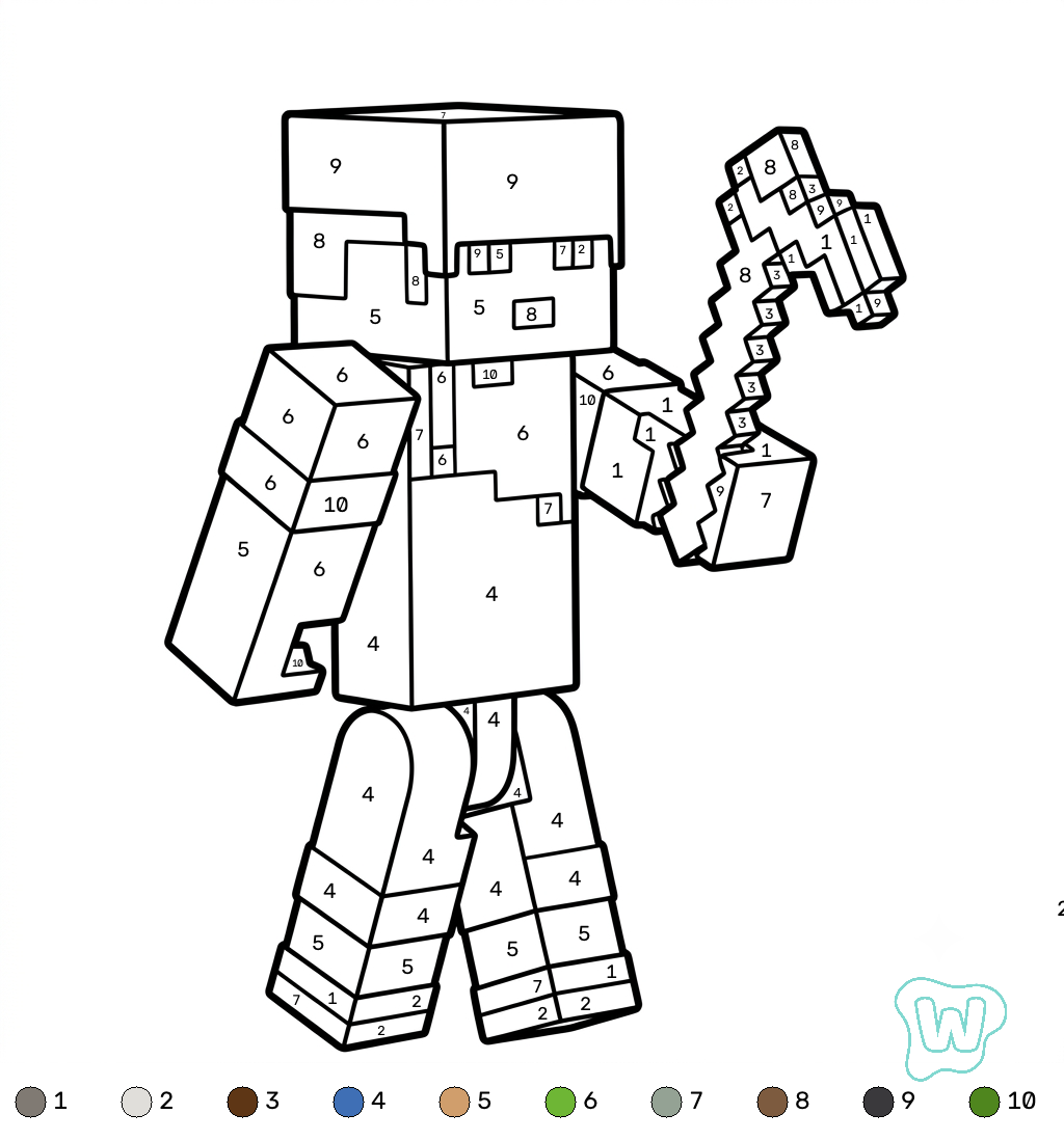 PDF gratis Sunny Minecraft coloring by numbers