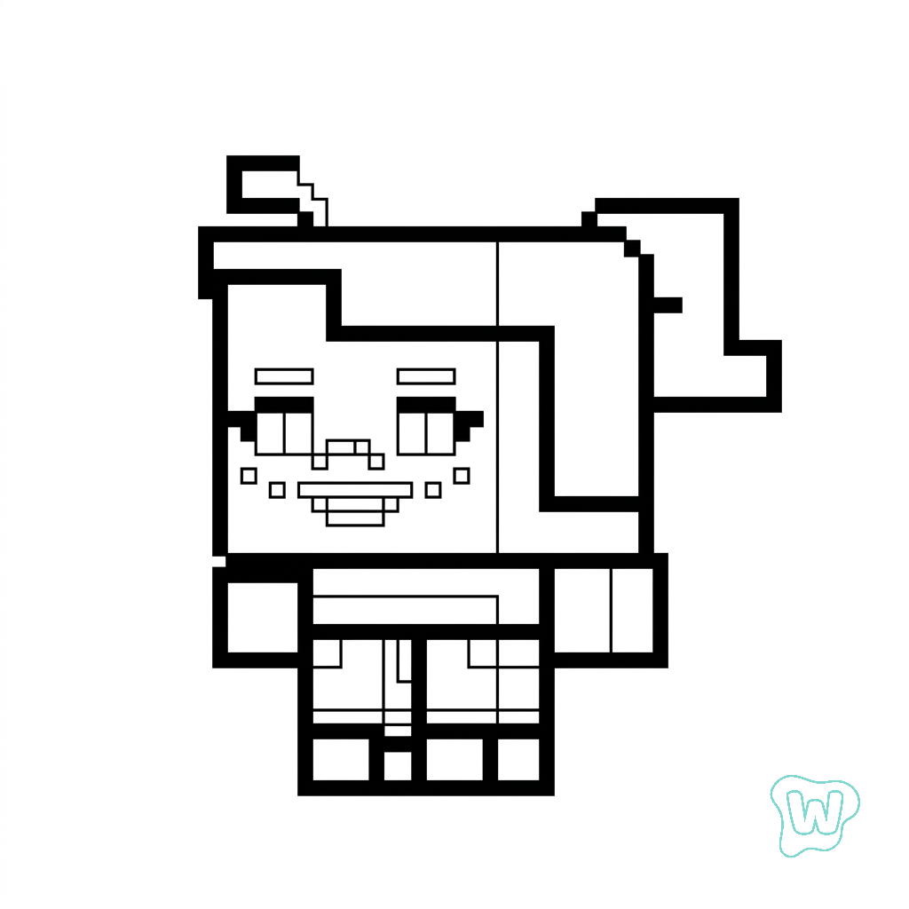 páginas para colorear gratis para adultos Tiny Agnes Minecraft