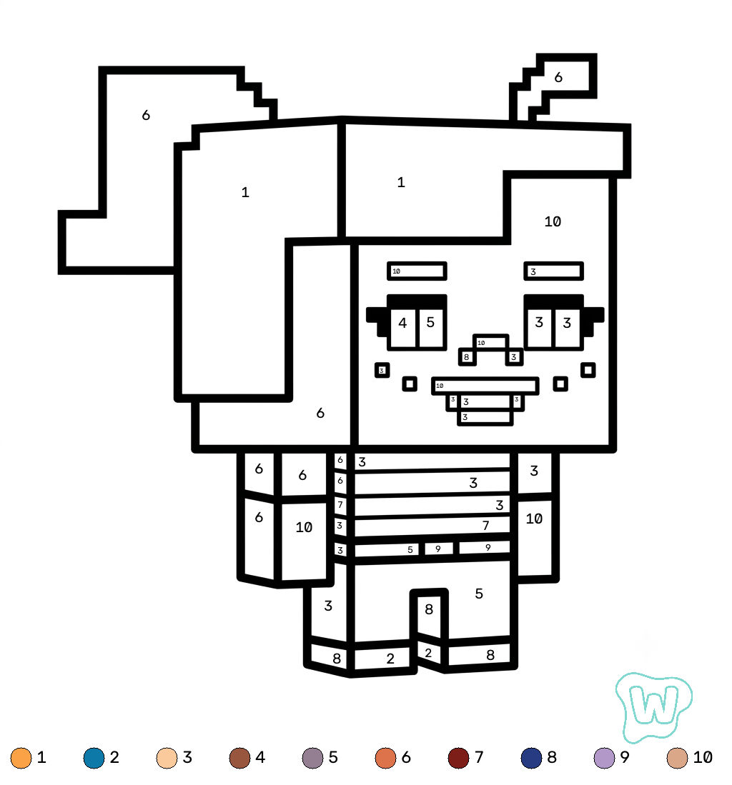 páginas para colorear para Tiny Agnes Minecraft coloring by numbers