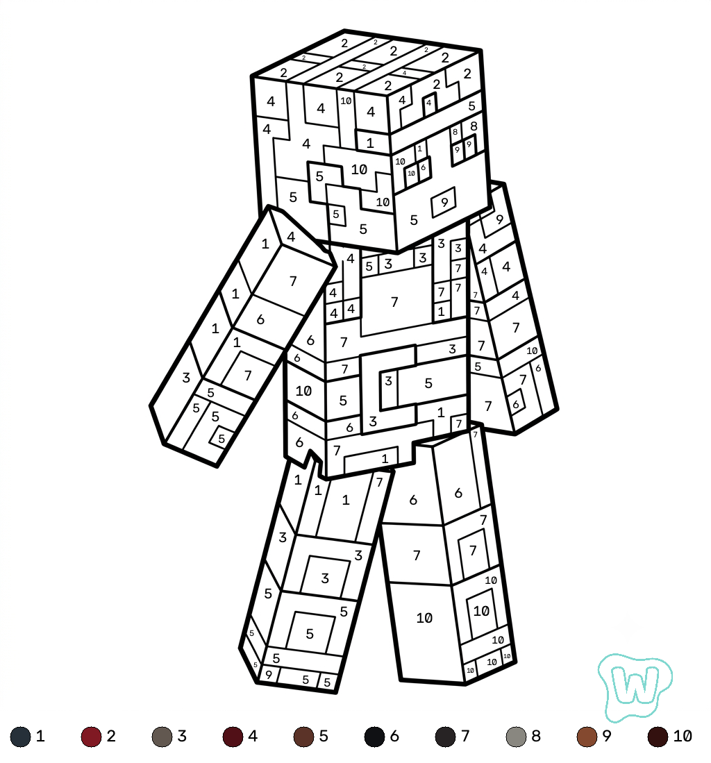 Valorie Minecraft coloring by numbers páginas para colorear pdf