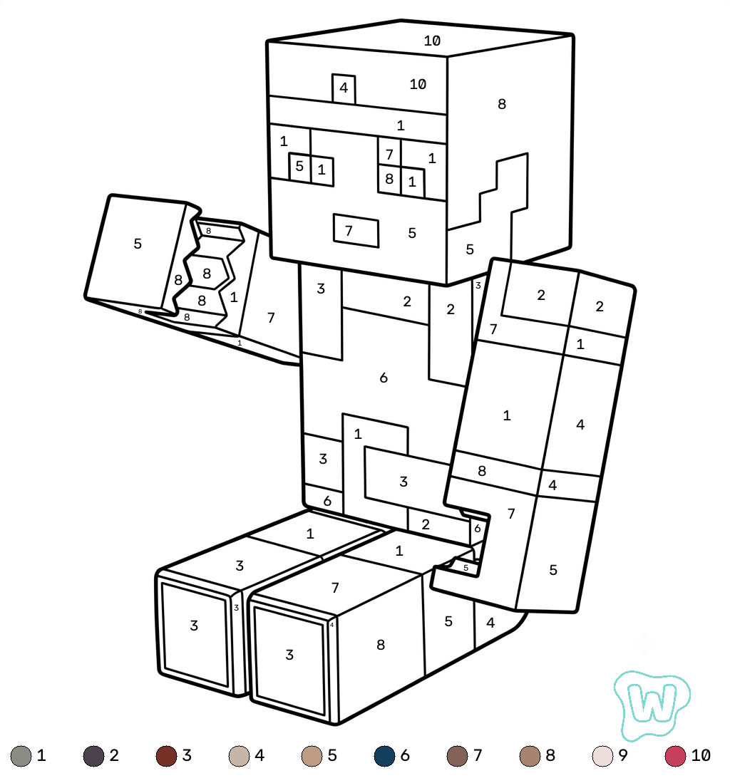 Valorie Minecraft coloring by numbers descargar PDF gratis