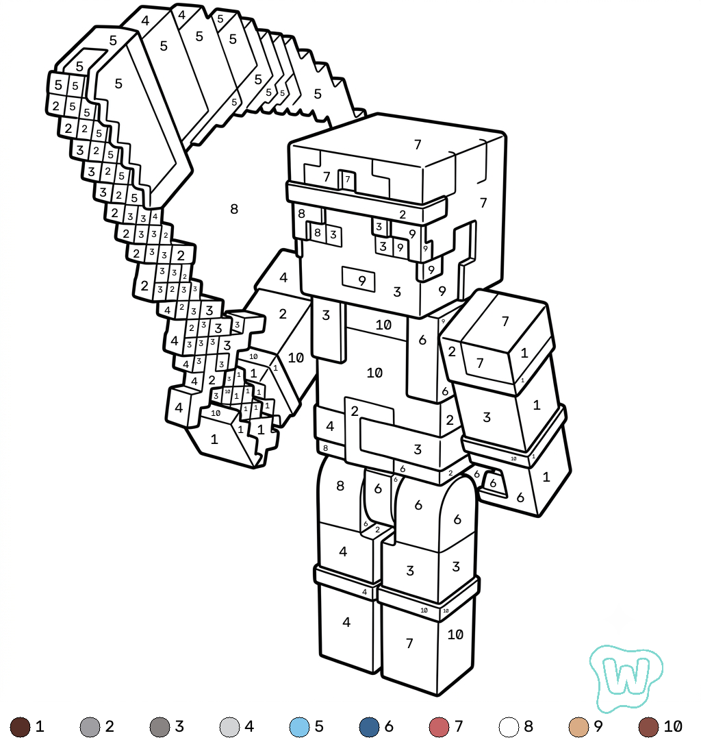 páginas para colorear Valorie Minecraft coloring by numbers gratis
