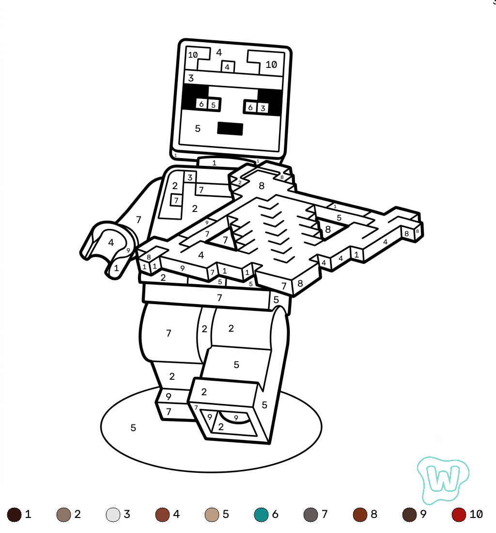 imprimir PDF gratis Valorie Minecraft coloring by numbers