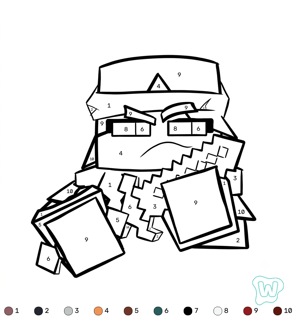 páginas para colorear Valorie Minecraft coloring by numbers imprimibles gratis