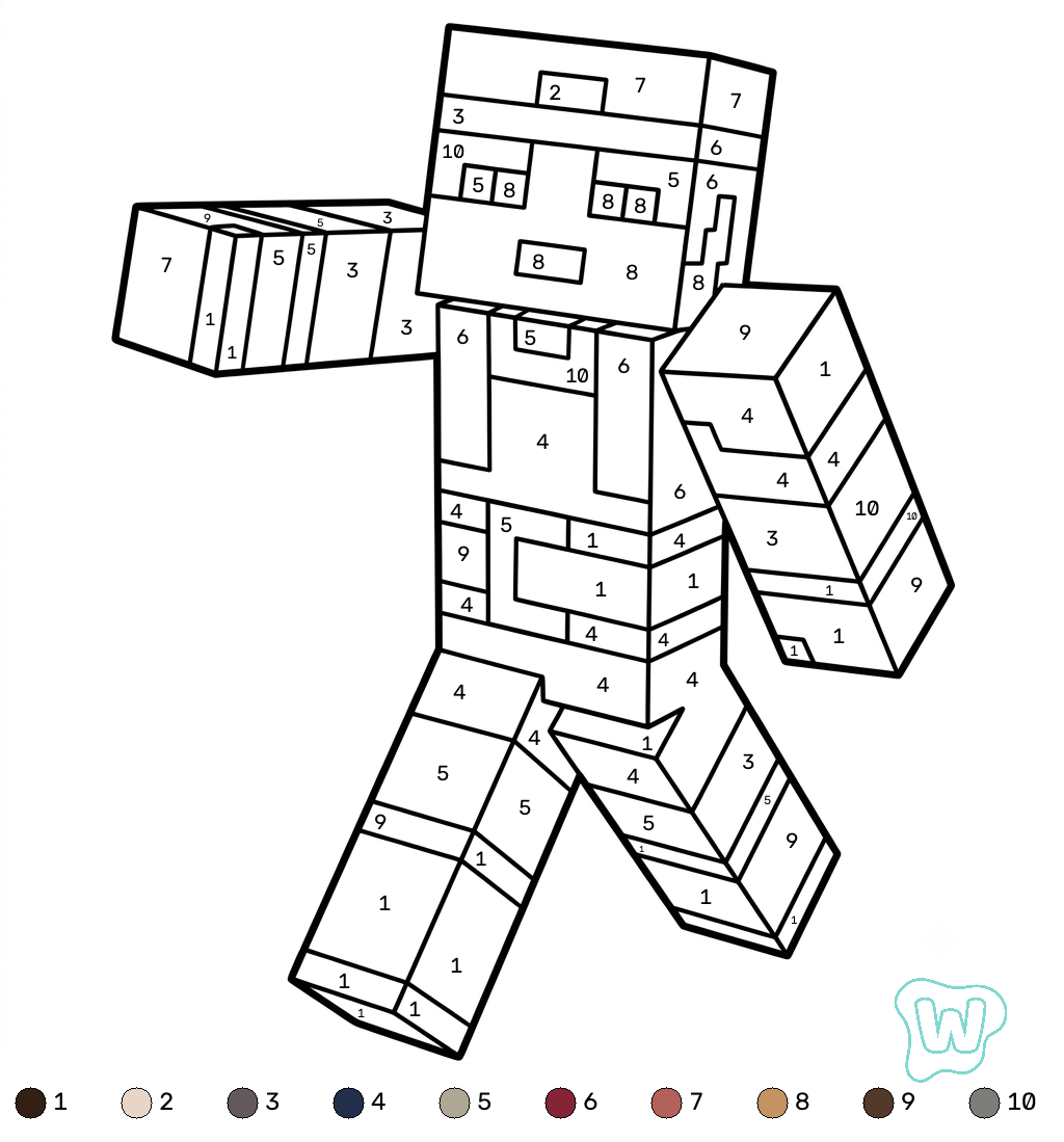páginas para colorear de árboles Valorie Minecraft coloring by numbers gratis