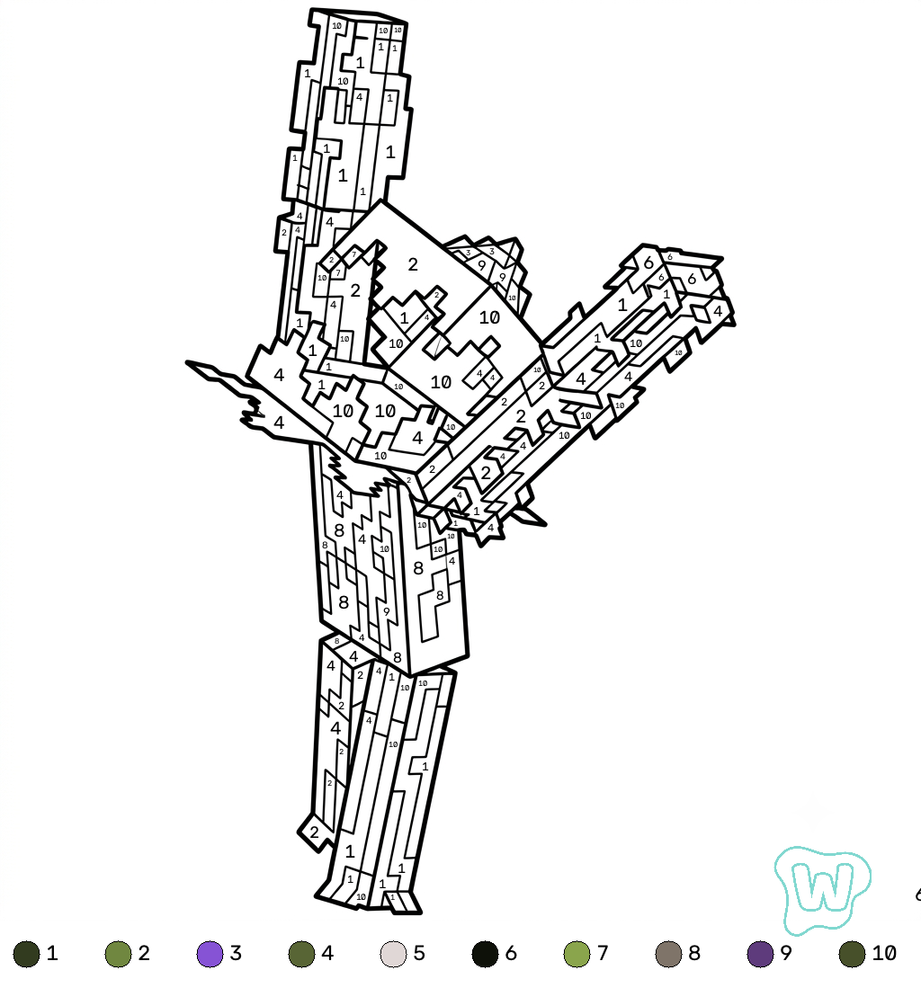 Whisperer Minecraft coloring by numbers dibujos para colorear