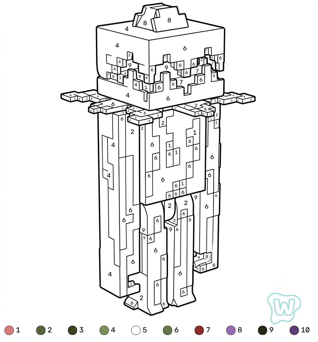 páginas para colorear Whisperer Minecraft coloring by numbers imprimibles