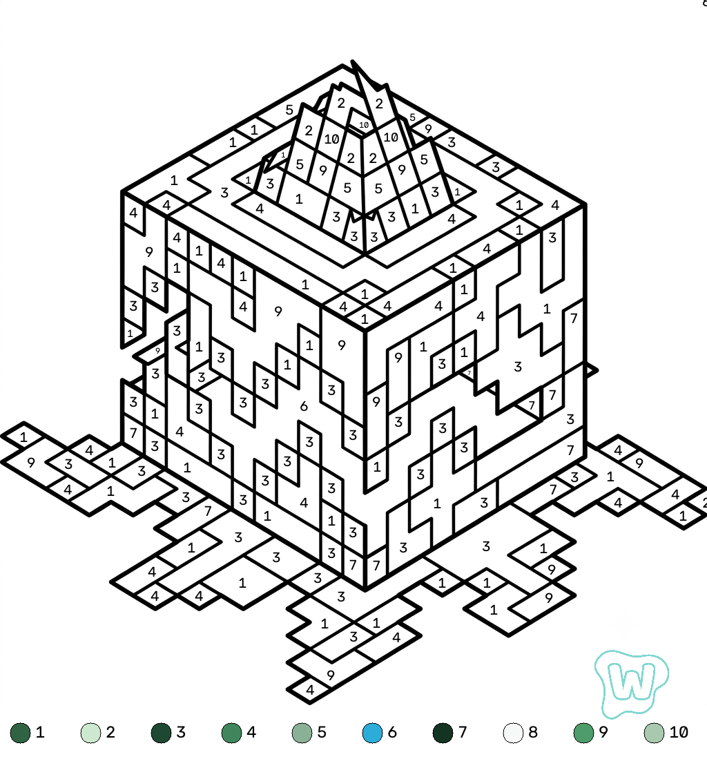 páginas para colorear gratis Whisperer Minecraft coloring by numbers para niños