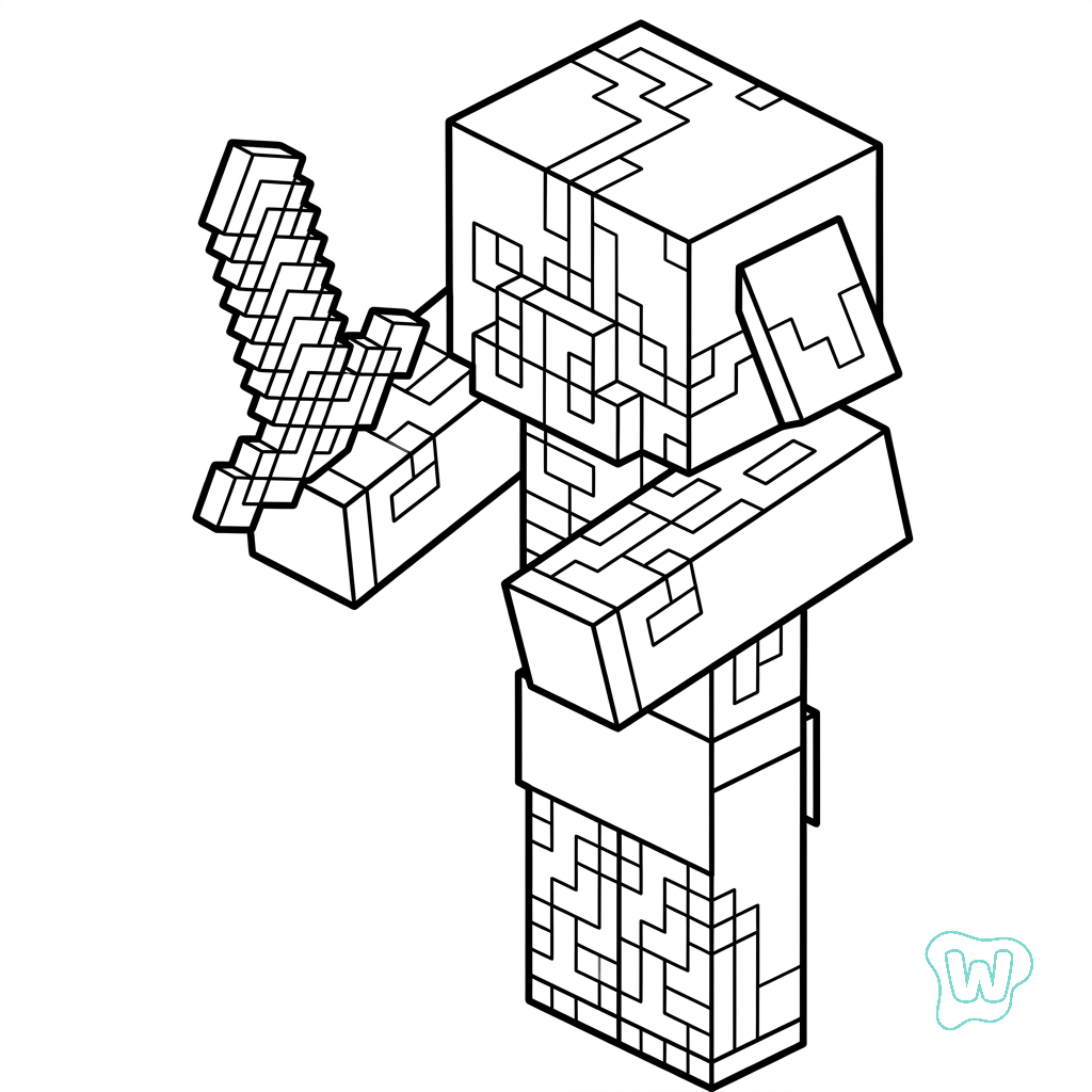 Zombified Piglin Minecraft dibujos para colorear  y Imprimir PDF gratis