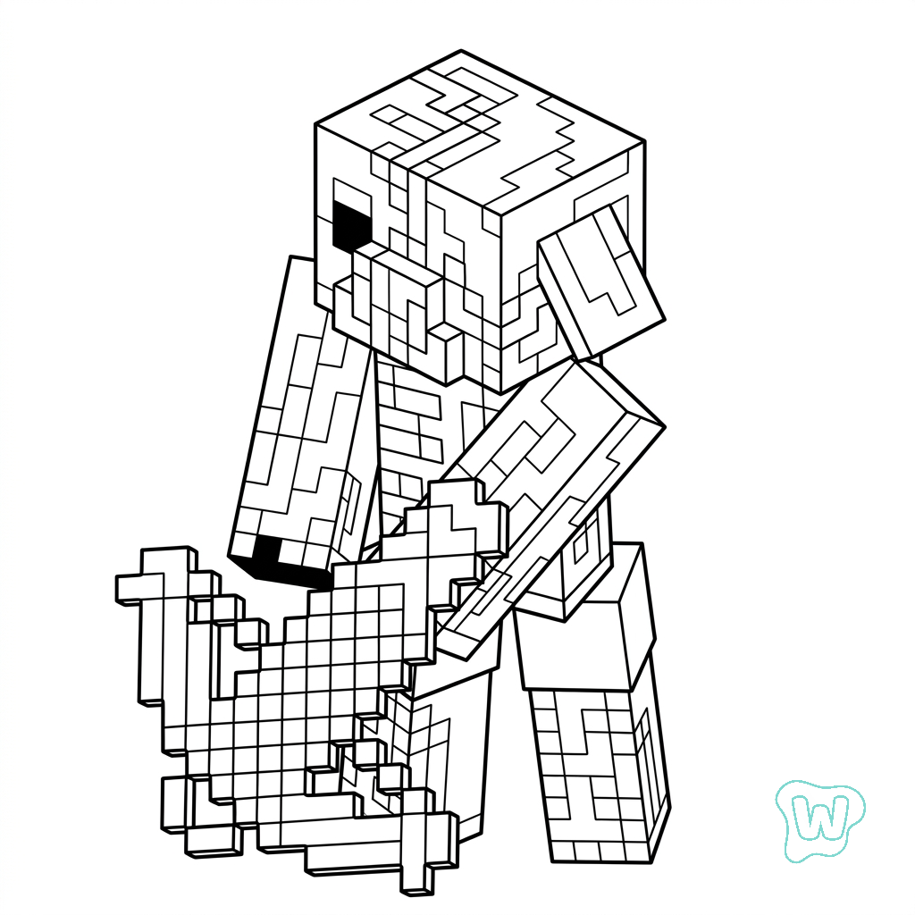 Zombified Piglin Minecraft páginas para colorear fáciles