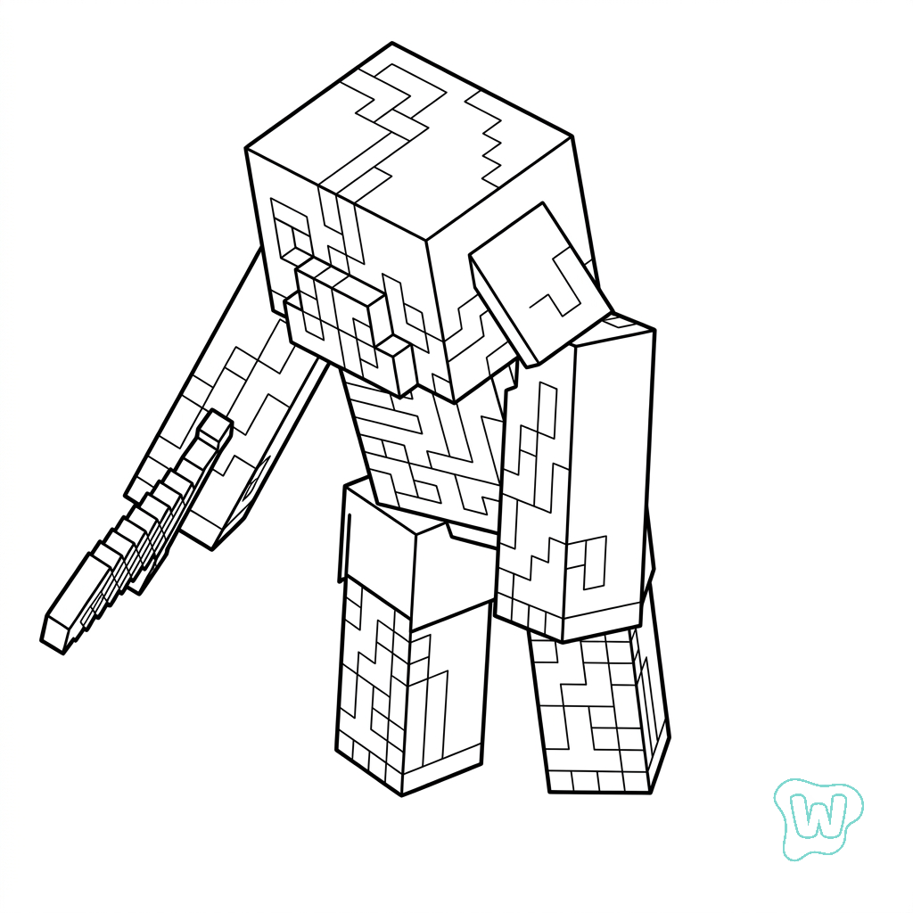 Zombified Piglin Minecraft páginas para colorear imprimibles