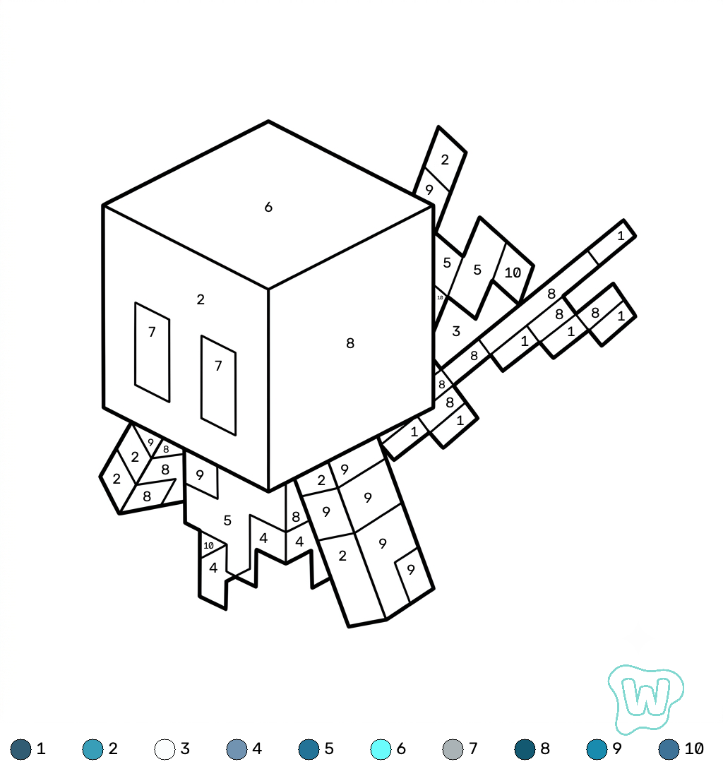 Allay Minecraft coloring by numbers para colorear