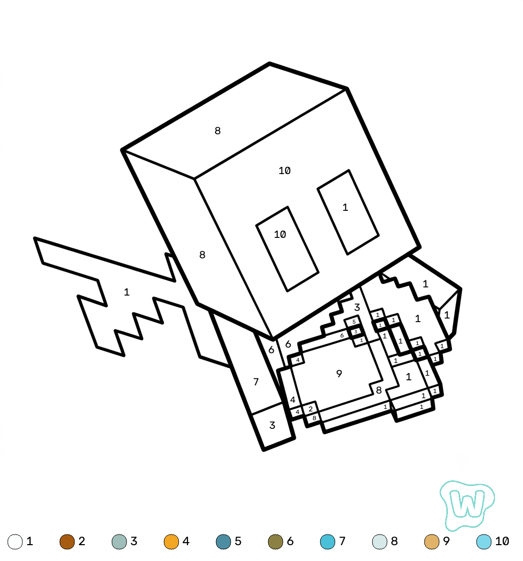 Allay Minecraft coloring by numbers para colorear 1