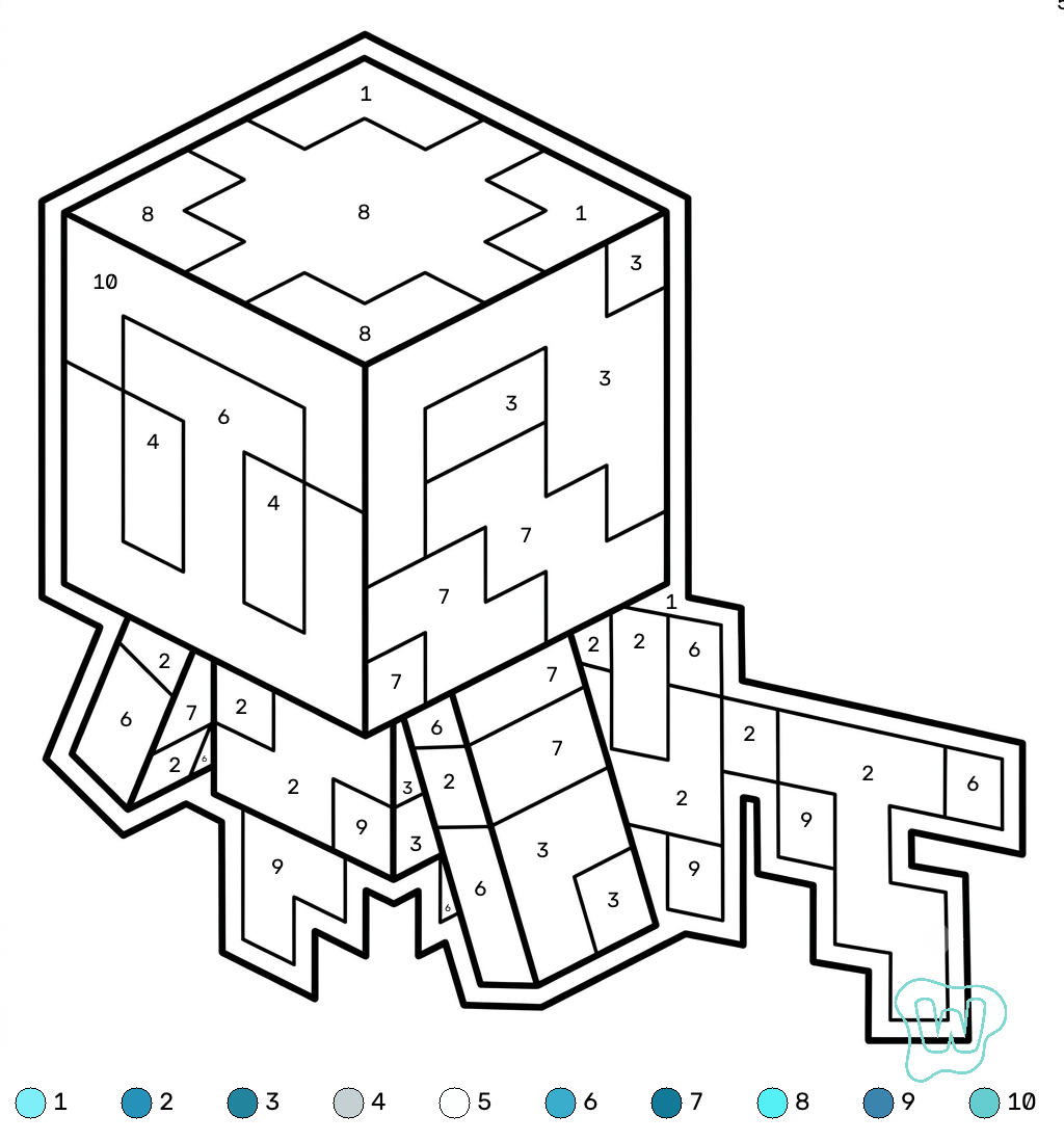 Allay Minecraft coloring by numbers dibujos para colorear