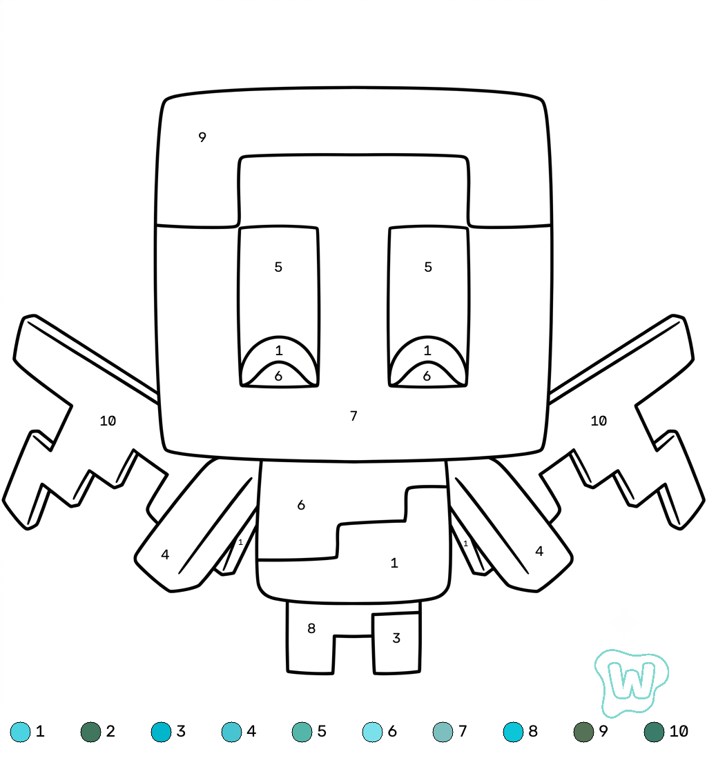 páginas para colorear imprimibles Allay Minecraft coloring by numbers 1
