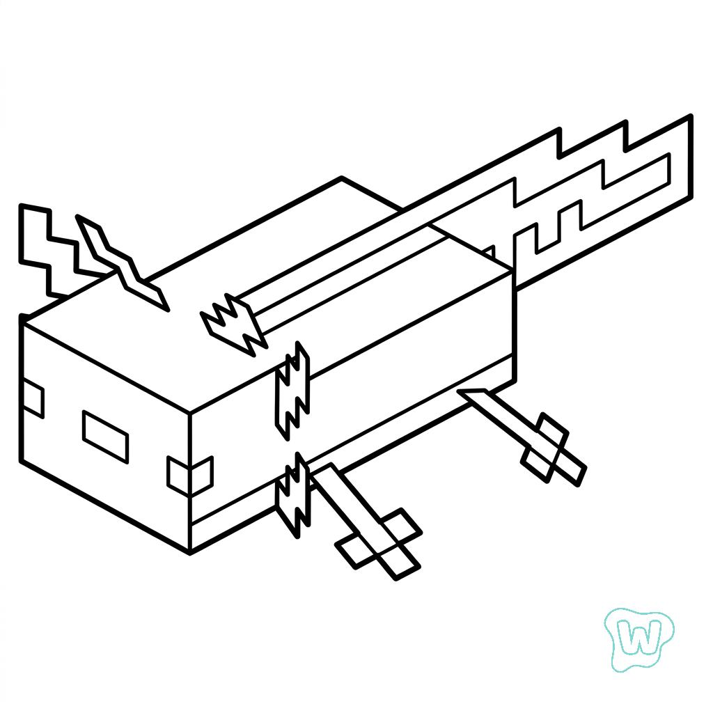 páginas para colorear Axolotl Minecraft imprimibles gratis 1