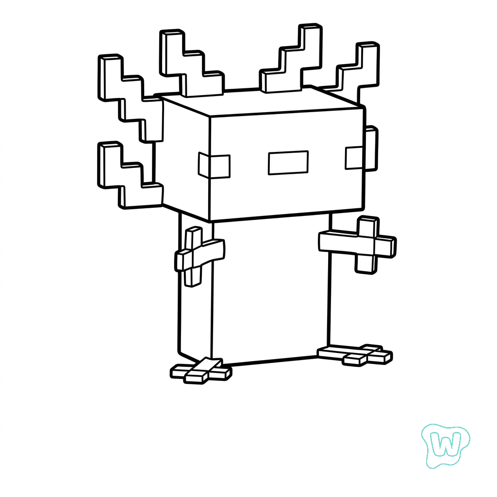 Axolotl Minecraft páginas para colorear para imprimir