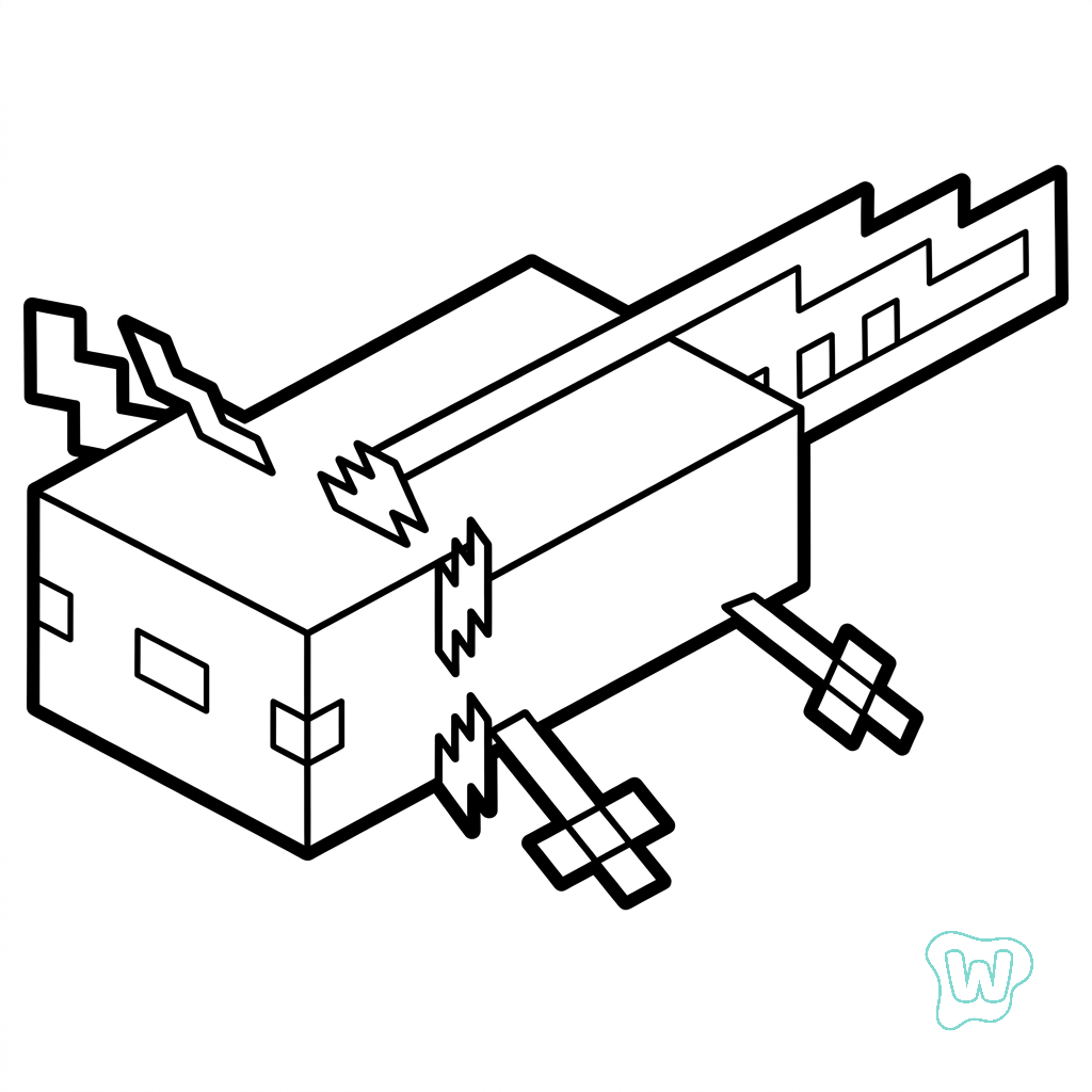 lindas páginas para colorear Axolotl Minecraft