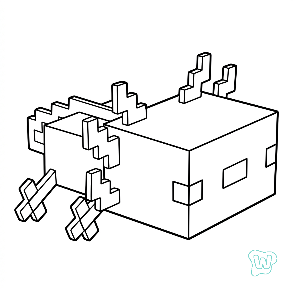 Axolotl Minecraft páginas para colorear para niños