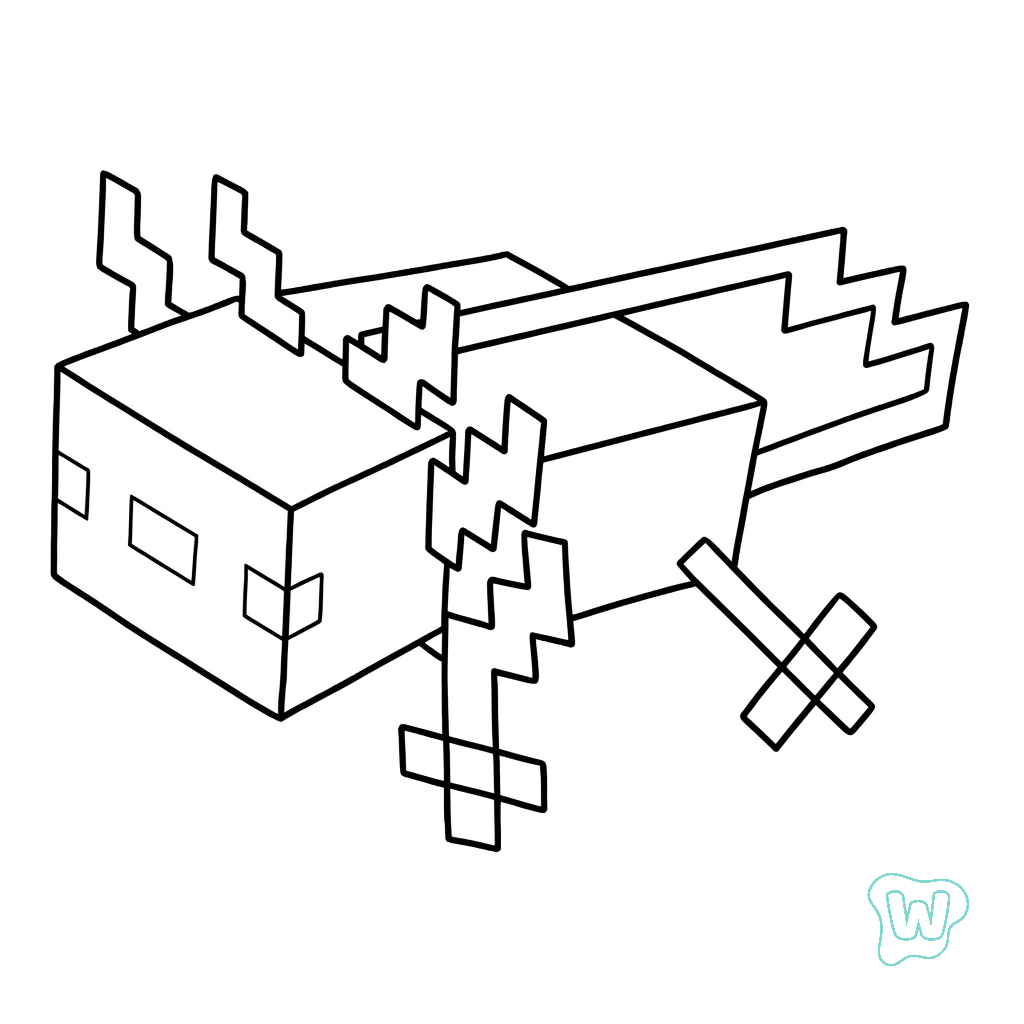páginas para colorear para niños Axolotl Minecraft