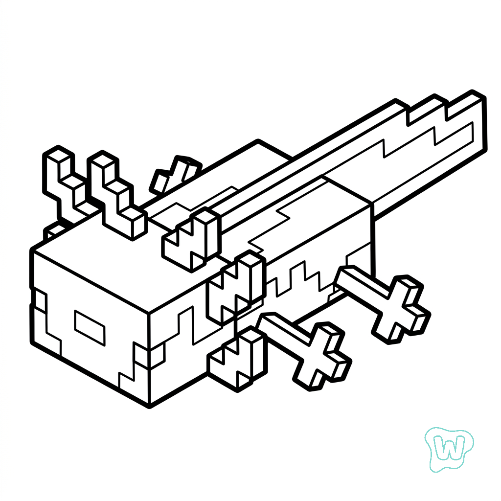 páginas para colorear imprimibles Axolotl Minecraft