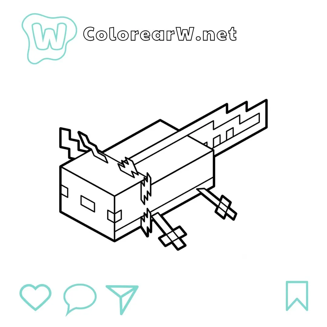 Axolotl Minecraft para colorear (PDF para imprimir gratis) thumbnail